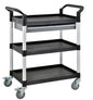 Global Industrial™ Utility Cart, 3 Shelves, 1 Drawer, 440 lb. Cap, 26"L x 17"W x 39"H, Black