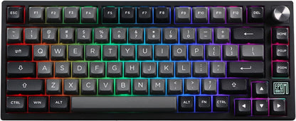 EPOMAKER TH80 SE Gasket 75% Mechanical Keyboard, NKRO Hot Swap RGB Triple Mode Gaming Keyboard with Poron/EVA Foam, Knob Control for E-Sport/Win/Mac (TH80 SE Black Silver, Epomaker Flamingo Switch)