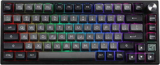 EPOMAKER TH80 SE Gasket 75% Mechanical Keyboard, NKRO Hot Swap RGB Triple Mode Gaming Keyboard with Poron/EVA Foam, Knob Control for E-Sport/Win/Mac (TH80 SE Black Silver, Epomaker Flamingo Switch)