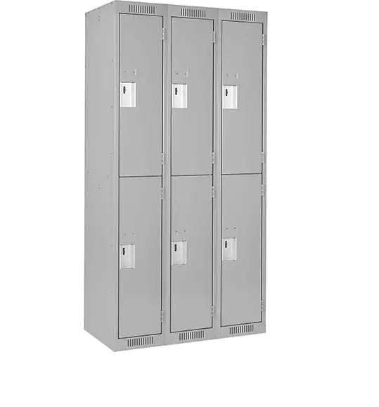 Clean Line™ Lockers, 2 -tier, Bank of 3, 36" x 18" x 72", Steel, Grey, Rivet (Assembled)