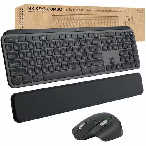 Logitech MX Keys + MX Master Mouse Combo Gen 2 – Wireless, Bluetooth, USB – High Precision 8000 DPI – Darkfield – Mac/Windows