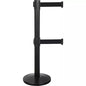 Dual Belt Crowd Control Barrier, Steel, 35" H, Black Tape, 7' Tape Length