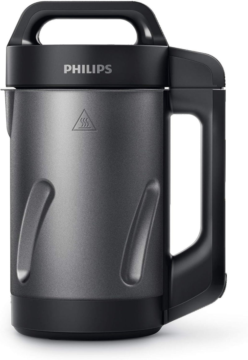 Philips Viva Collection SoupMaker, 1.2 L, Makes 2-4 servings, 6 Pre-set Programs, SoupPro Technology, Soup in Less than 18 Minutes, Eeasy Clean, Recipe Book, Black and Stainless Steel (HR2204/70)