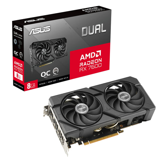 ASUS - Dual Radeon RX 7600 EVO OC Edition 8GB GDDR6 Graphics Card - HDMI 2.1, 2715MHz Boost Clock, Axial-Tech Fans