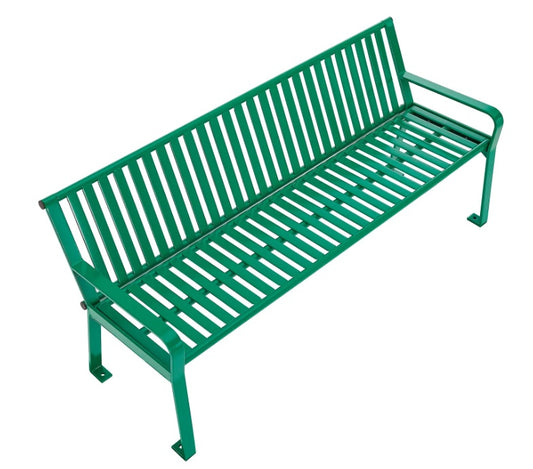Global Industrial™ 6' Outdoor Bench with Back, Vertical Steel Slat, Green