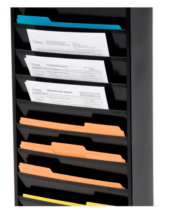 Global Industrial™ 11 Pockets - Medical Chart Hanging Wall File Holder - Black