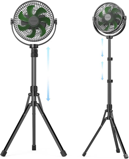 10000 mAh Pedestal Fan with 8.5'' Size - 4 Speeds Portable Desk Fan with Adjustable Height, Rechargeable Standing Fan, Quiet Air Circulator for Home, Office, and Outdoor Use