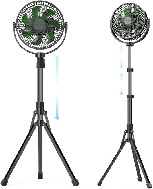 10000 mAh Pedestal Fan with 8.5'' Size - 4 Speeds Portable Desk Fan with Adjustable Height, Rechargeable Standing Fan, Quiet Air Circulator for Home, Office, and Outdoor Use