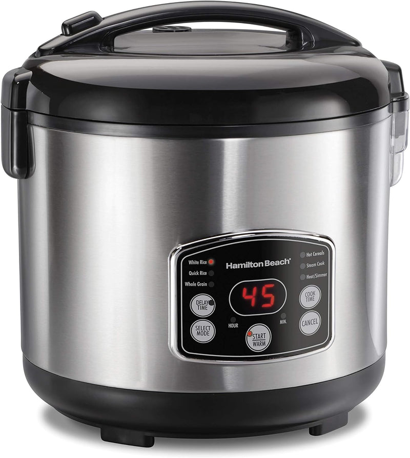 Hamilton-Beach-Digital-Programmable-Rice-Cooker-&-Food-Steamer,-14-Cups-Cooked-(7-Uncooked)-With-Steam-&-Rinse-Basket,-Stainless-Steel-(37548)