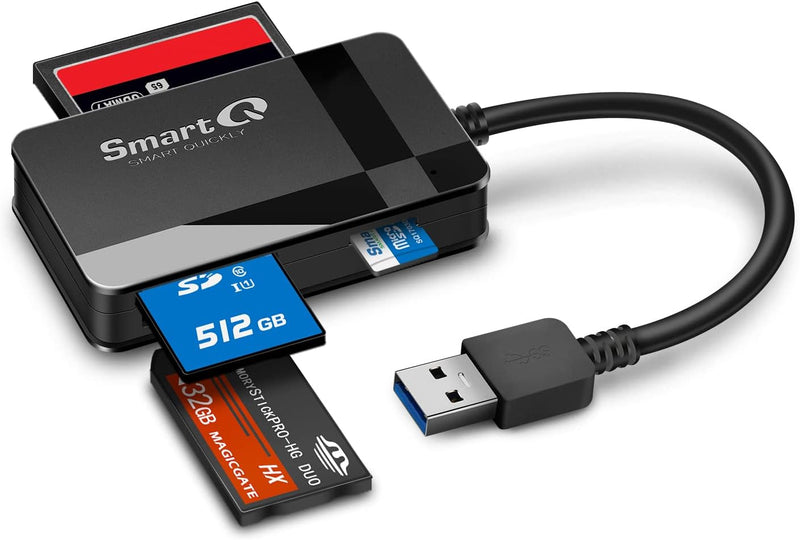 SmartQ C368 USB 3.0 SD Card Reader, Plug N Play, Apple and Windows Compatible, Powered by USB, Supports CF/SD/SDHC/SCXC/MMC/MMC Micro, etc.