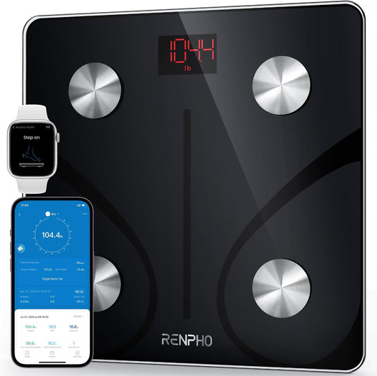 RENPHO Body Fat Scale, Smart Scale for Body Weight, BMI Digital Bathroom Weight Scale, Body Measurements with Smartphone App sync with Bluetooth, 400 lbs - Black, Elis 1 - PuriLite
