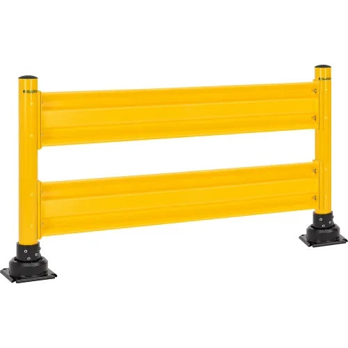 Global Industrial™ 6' Steel Guard Rail with 4" Dia. Rebounding Bollards, Yellow