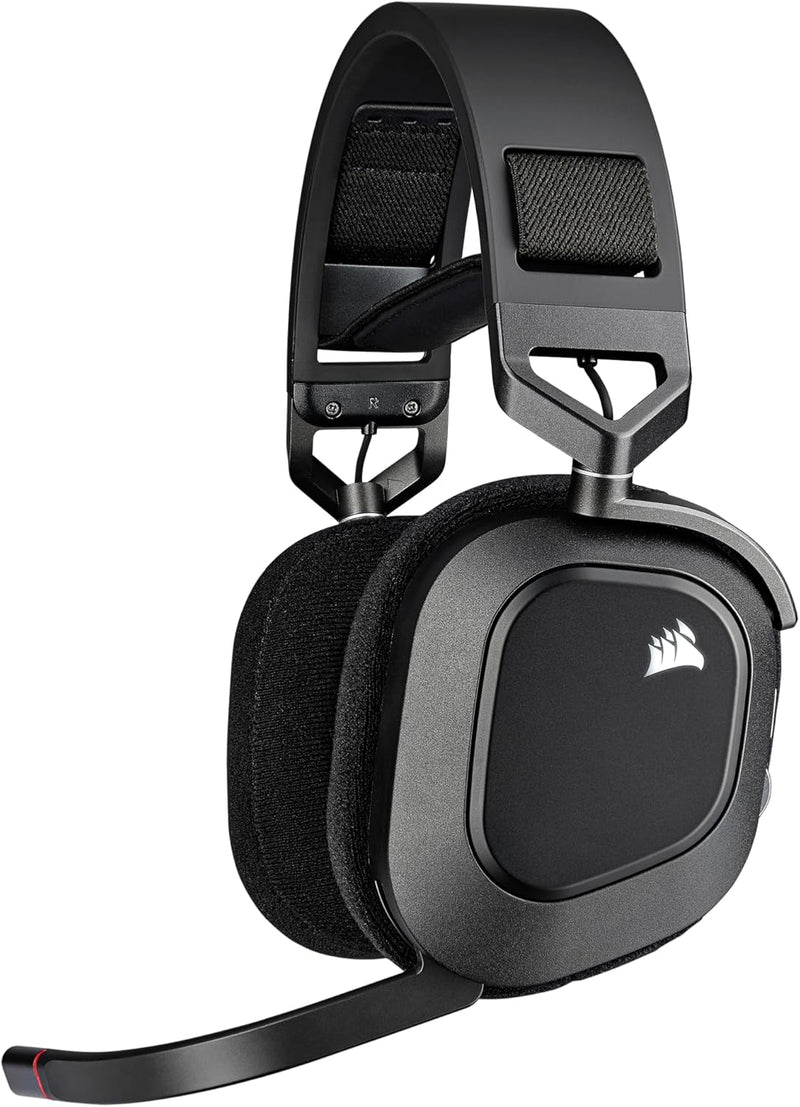 Corsair HS80 RGB Wireless Premium Gaming Headset with Dolby Atmos Audio (Low-Latency, Omni-Directional Microphone, 60ft Range, Up to 20 Hours Battery Life, PS5/PS4 Wireless Compatibility) Black