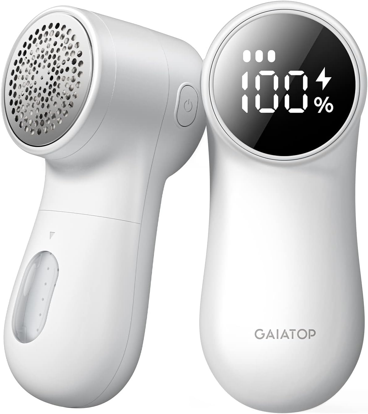 GAIATOP Fabric Shaver, Rechargeable Lint Remover Sweater Defuzzer, Intelligent Digital Display Lints Shaver Fuzzs Pills Bobbles Trimmer for Clothes and Furniture White(1 pcs)