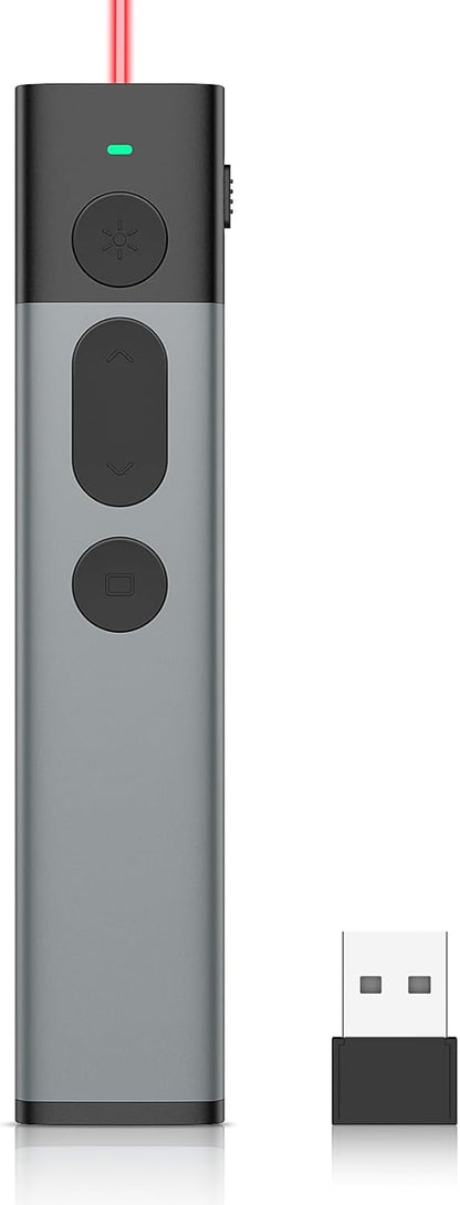Wireless Presentation Clicker Pointer Rechargeable, 2.4GHz Presenter Remote PPT Clicker, Clicker for Powerpoint Slide Advancer for Mac, Computer, Laptop