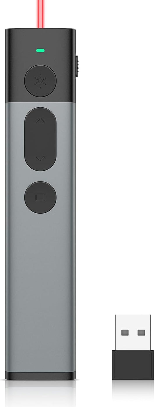 Wireless Presentation Clicker Pointer Rechargeable, 2.4GHz Presenter Remote PPT Clicker, Clicker for Powerpoint Slide Advancer for Mac, Computer, Laptop
