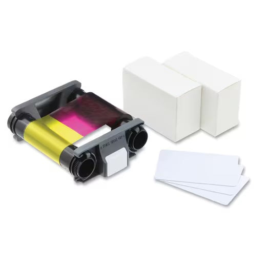 Evolis Ribbon/Card Kit - Dye Sublimation - 100 Cards - YMCKO - 1 Each