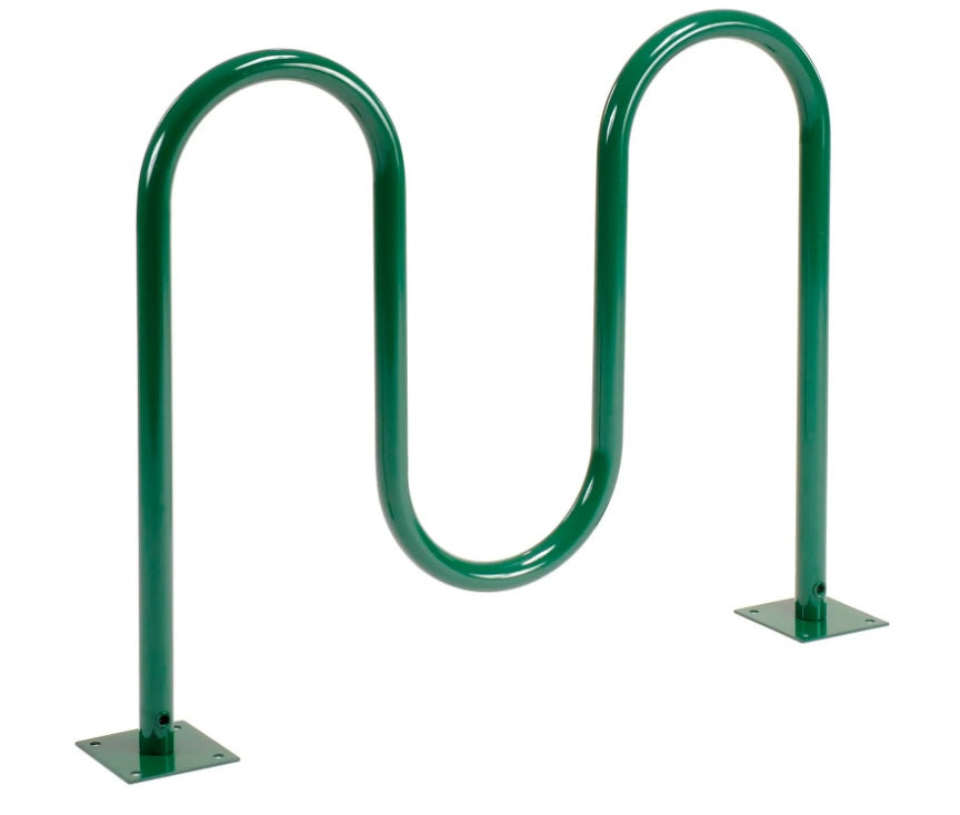 Global Industrial™ Wave Bike Rack, 5-Bike Capacity, Flange Mount, Green