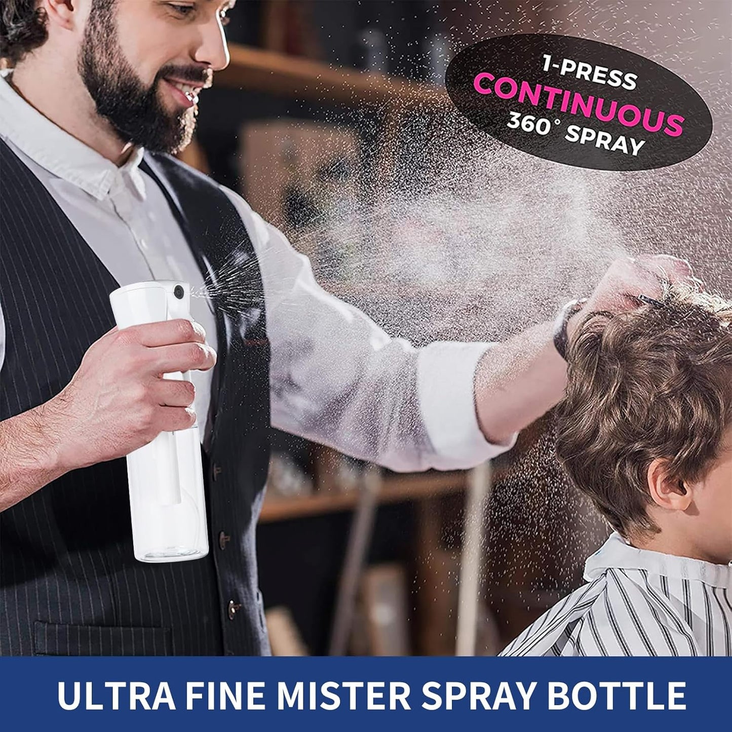 TANSHINE Continuous Hair Plant Mister Spray Bottle Fine Empty Small Mist Spray Bottles Mist Sprayer Water Alcohol Cleaning Spray Mist Bottle for Curly Hair Styling Products,Plants, 200ml,Clear