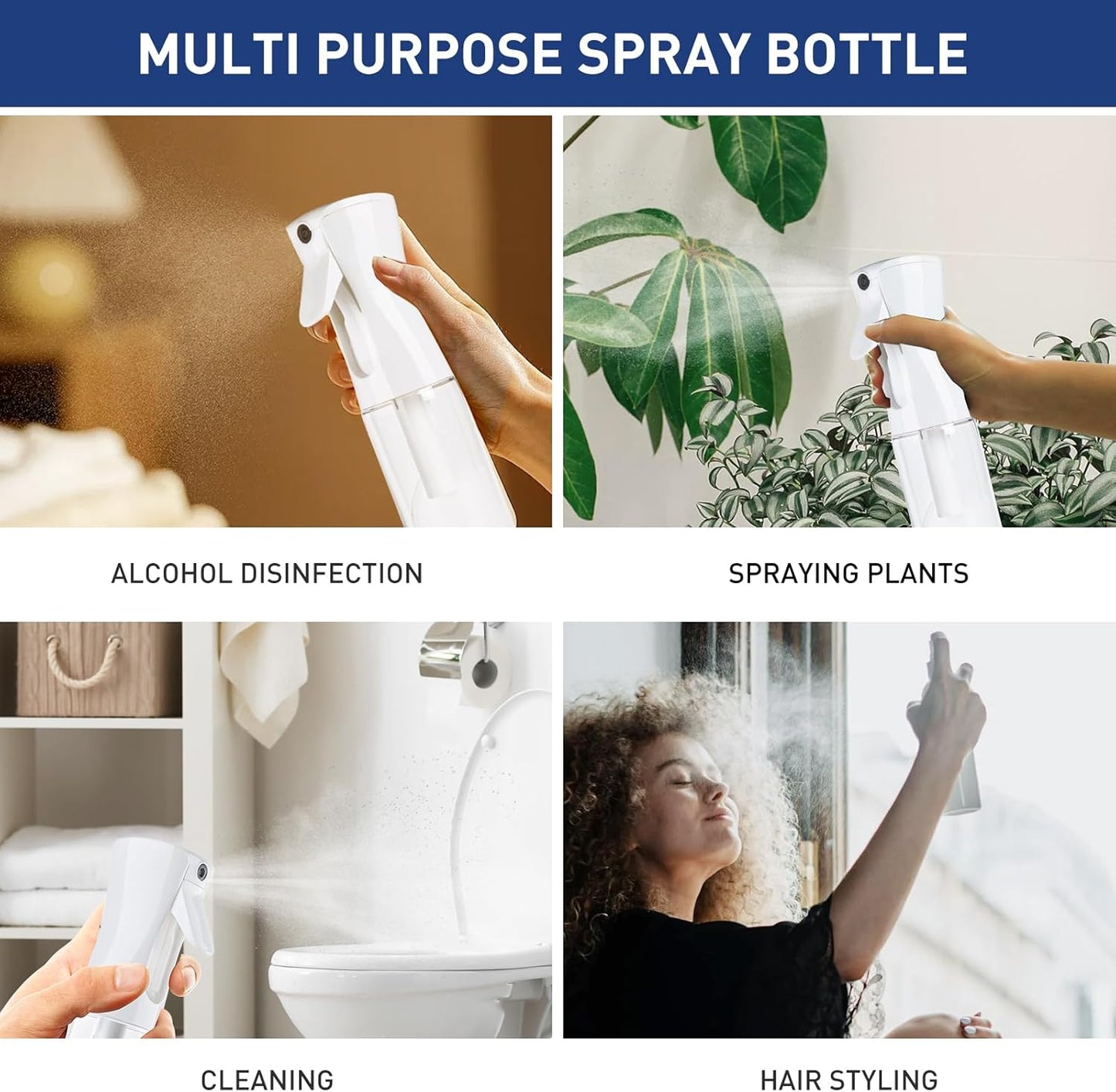 TANSHINE Continuous Hair Plant Mister Spray Bottle Fine Empty Small Mist Spray Bottles Mist Sprayer Water Alcohol Cleaning Spray Mist Bottle for Curly Hair Styling Products,Plants, 200ml,Clear