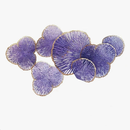 Luxury Floral Metal Wall Decor | Large Purple Flower Dimensional Wall Art