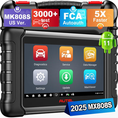 Autel Scanner MaxiCheck MX808S, 2025 Newest of MaxiCOM MK808S/ MK808Z, Bidirectional 11OS as MX900 MK900 MK900BT, 3000+ Active Test, 28+ Service, OE All System OBDII Diagnostic Tool, FCA Autoauth