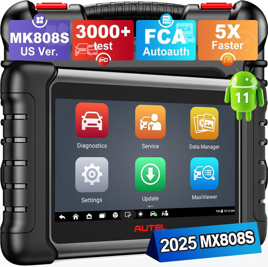 Autel Scanner MaxiCheck MX808S, 2025 Newest of MaxiCOM MK808S/ MK808Z, Bidirectional 11OS as MX900 MK900 MK900BT, 3000+ Active Test, 28+ Service, OE All System OBDII Diagnostic Tool, FCA Autoauth