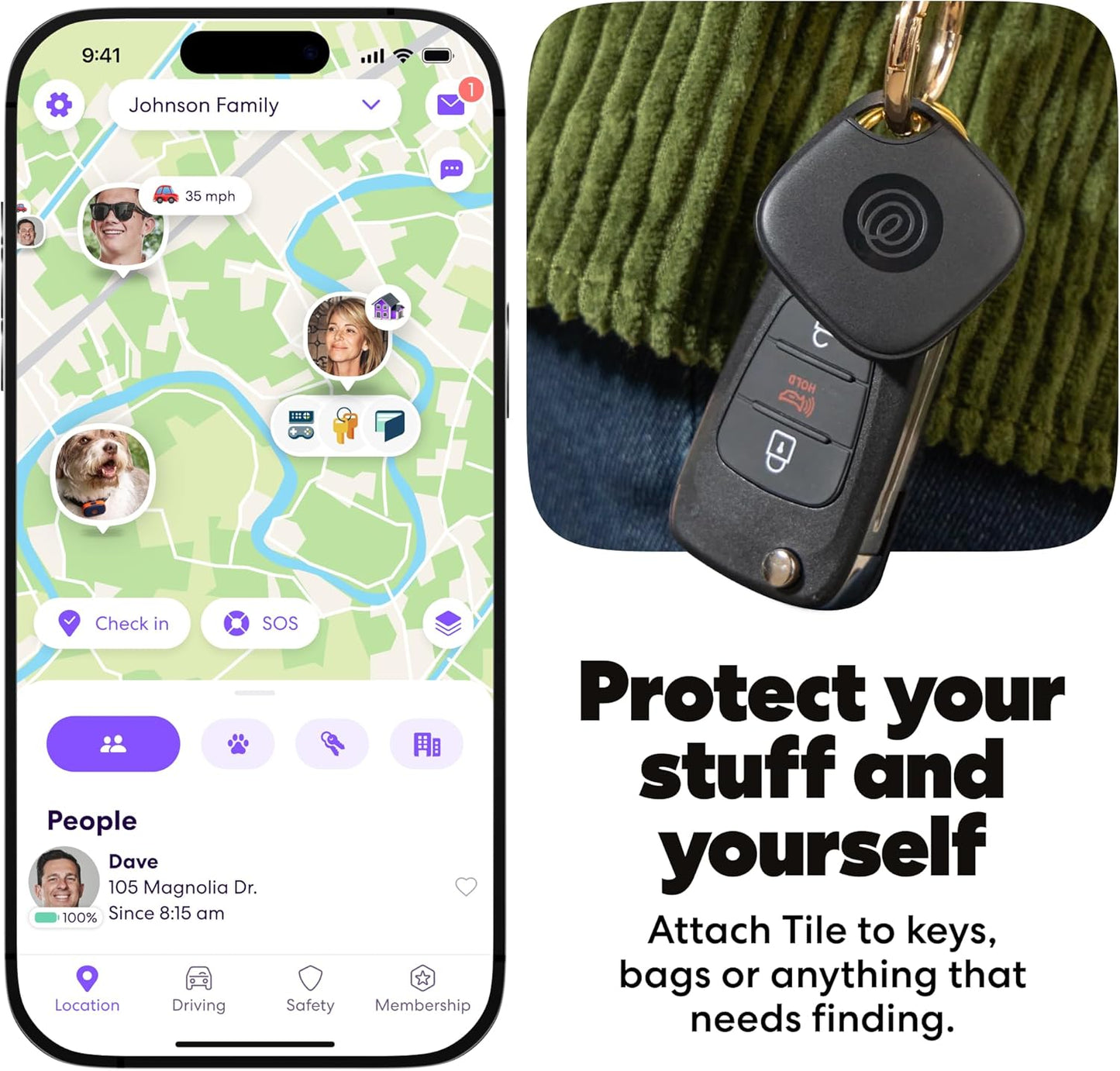 Tile by Life360 Mate (2024) Bluetooth Tracker, Keys Finder and Item Locator for Keys, Bags and More. Phone Finder. Both iOS and Android Compatible. 4-Pack (Black) - PuriLite