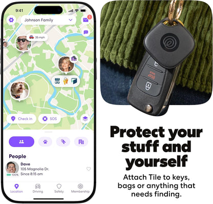 Tile by Life360 Mate (2024) Bluetooth Tracker, Keys Finder and Item Locator for Keys, Bags and More. Phone Finder. Both iOS and Android Compatible. 4-Pack (Black) - PuriLite