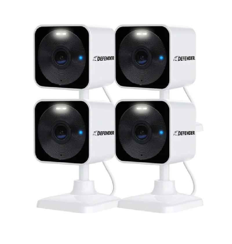 Defender GO 2K AI Powered Plug-in Indoor/Outdoor Wi-Fi Security Cameras, 4-pack - PuriLite