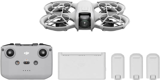 DJI Neo Fly More Combo, Mini Drone with 4K UHD Camera for Adults, 135g Self Flying Drone that Follows You, Palm Takeoff, Subject Tracking, QuickShots, Stabilized Video, with RC-N3 and 3 Batteries