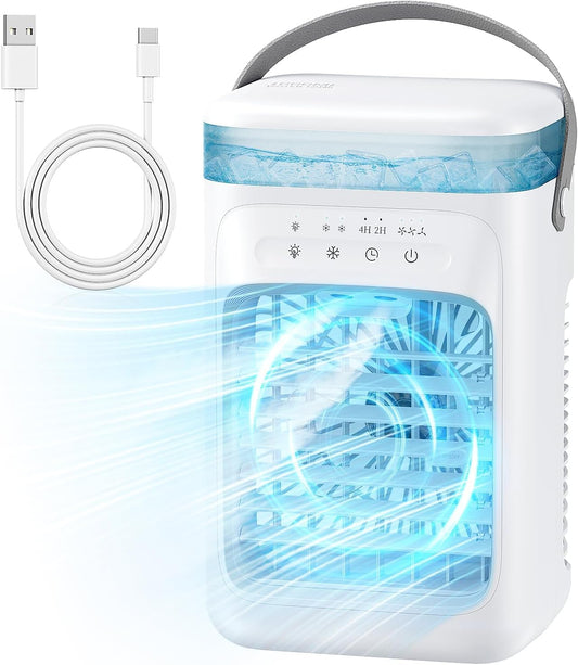 Portable Air Conditioners, Personal Mini Air Cooler Cooling Fan with 3 Wind Speeds, 1000ml Evaporative Air Conditioner (White)