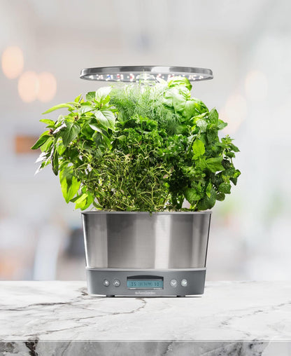 AeroGarden Harvest Elite 360 Indoor Garden Hydroponic System with LED Grow Light and Herb Kit, Holds up to 6 Pods, Stainless