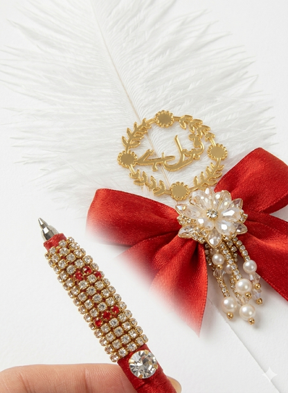 Large Luxury Handmade Nikah Signing Pen | Peacock Feather Wedding Keepsake Bridal Gift