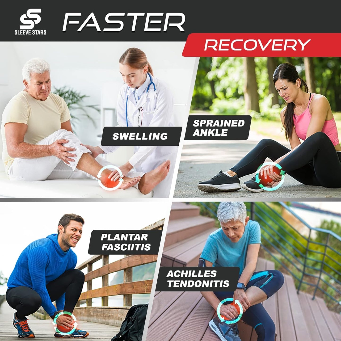 Sleeve Stars Ankle Brace for Plantar Fasciitis Relief, Ankle Wrap & Ankle Brace for Women & Men w/ Ankle Support Strap for Sprain, Ankle Protector Sleeve, Heel Brace for Heel Pain Foot Brace (Single/Black)