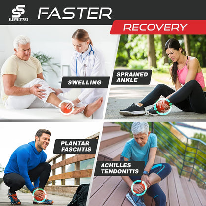 Sleeve Stars Ankle Brace for Plantar Fasciitis Relief, Ankle Wrap & Ankle Brace for Women & Men w/ Ankle Support Strap for Sprain, Ankle Protector Sleeve, Heel Brace for Heel Pain Foot Brace (Single/Black)