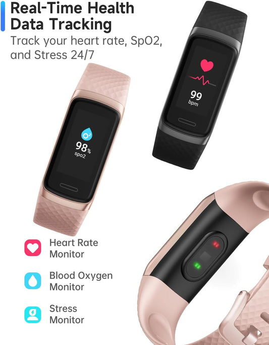 TOOBUR Fitness Tracker Watch with Heart Rate, Sleep Monitor, 14 Sport Modes IP68 Waterproof Pedometer Step Counter Compatible Android iOS Activity Wrist Band for Women, Pink