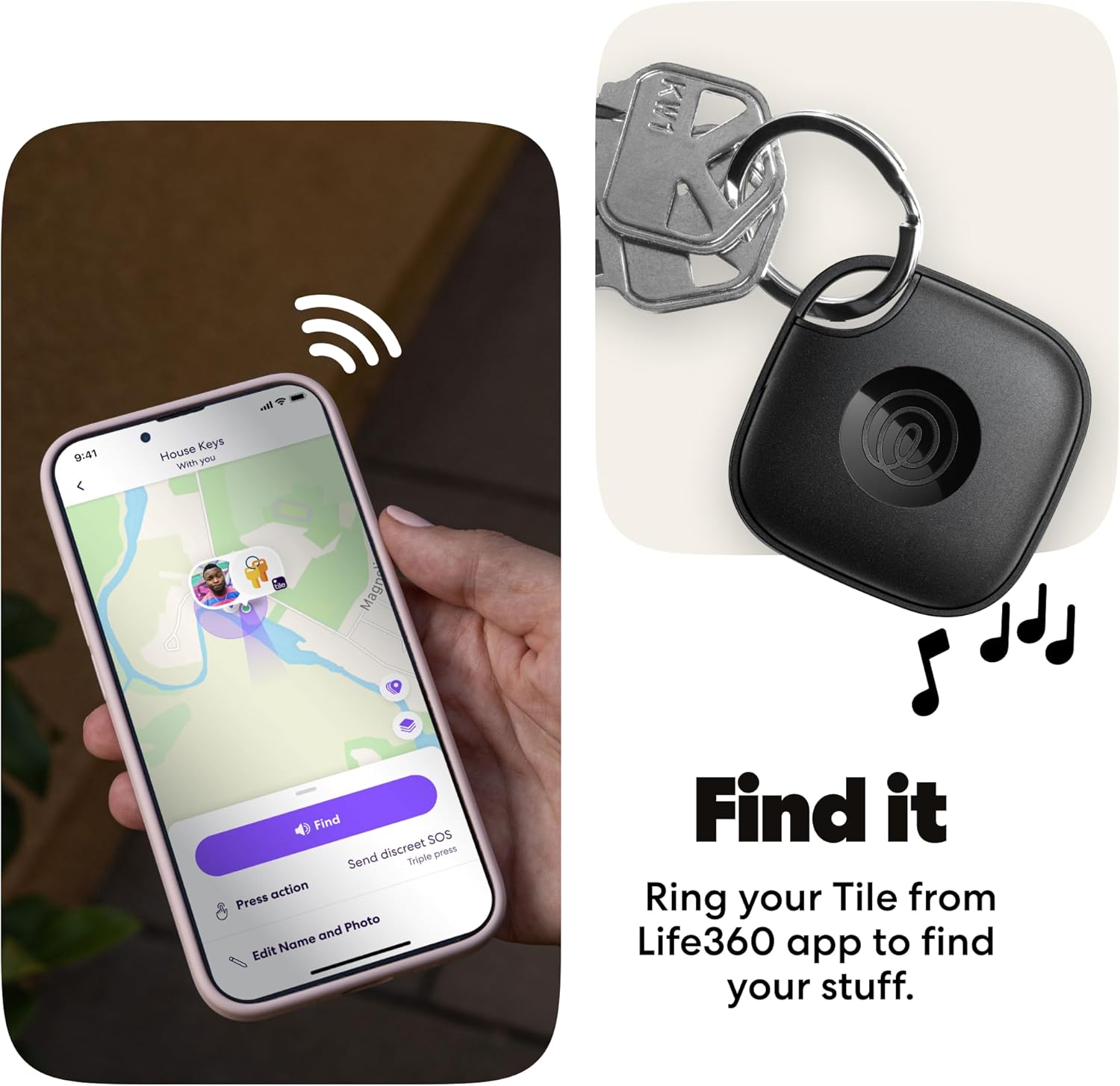 Tile by Life360 Mate (2024) Bluetooth Tracker, Keys Finder and Item Locator for Keys, Bags and More. Phone Finder. Both iOS and Android Compatible. 4-Pack (Black) - PuriLite