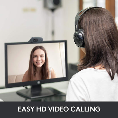 Logitech C270 HD Webcam, HD 720p/30 fps, Widescreen HD Video Calling, HD Light Correction, Noise Reducing Mic, For Skype, FaceTime, Hangouts, WebEx, PC/Mac/Laptop/Macbook/Tablet - Black