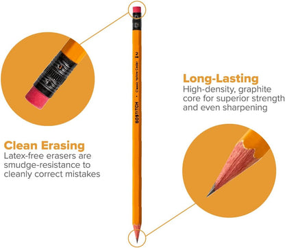 Bostitch Premium #2 Pencils, American Cedar Wood, Pre-Sharpened, HB Graphite, 72-Pack