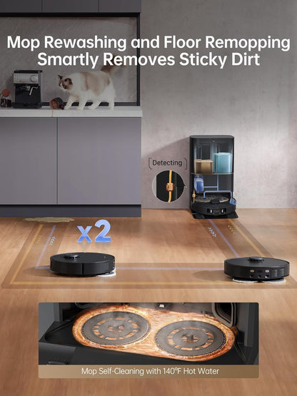 dreame X30 Ultra Robot Vacuum and Mop Combo, 8300 Pa Suction, Mop Extend and Mop Self Cleaning with 140°F Water, Removable & Liftable Mop, Self Refilling, Mop Self Drying, Smart Carpet Cleaning
