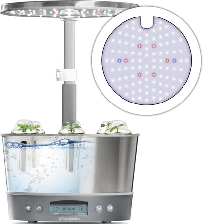 AeroGarden Harvest Elite 360 Indoor Garden Hydroponic System with LED Grow Light and Herb Kit, Holds up to 6 Pods, Stainless