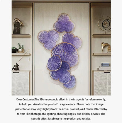 Luxury Floral Metal Wall Decor | Large Purple Flower Dimensional Wall Art