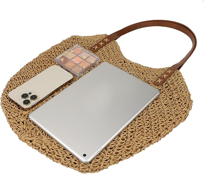 Womens Large Straw Tote Bag Handmade Woven Beach Shoulder Bag Top Handle Purse for Summer