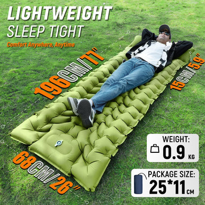 Myslop Camping Sleeping Pad,Self Inflating Sleeping Pad with Pillow Built-in Foot Pump Portable Inflatable Sleeping Pads Compact for Outdoor Camping, Backpacking,Hiking,Tents
