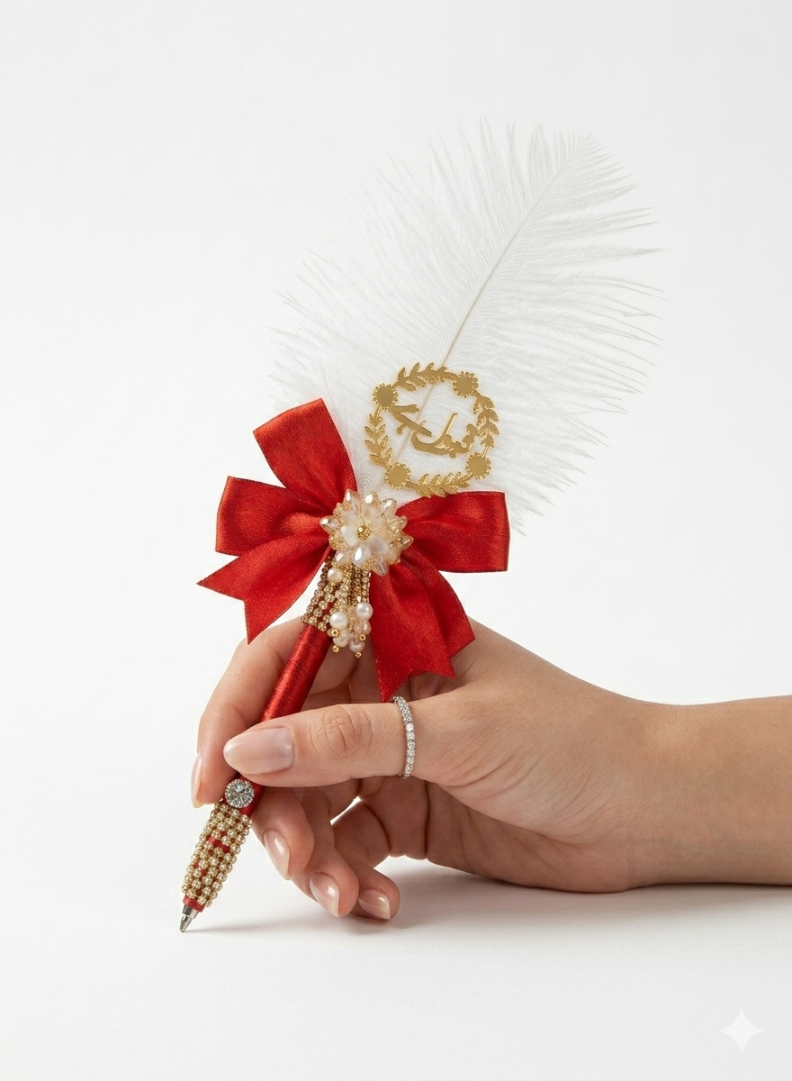 Large Luxury Handmade Nikah Signing Pen | Peacock Feather Wedding Keepsake Bridal Gift