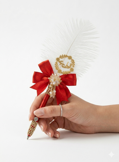Large Luxury Handmade Nikah Signing Pen | Peacock Feather Wedding Keepsake Bridal Gift