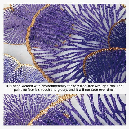 Luxury Floral Metal Wall Decor | Large Purple Flower Dimensional Wall Art