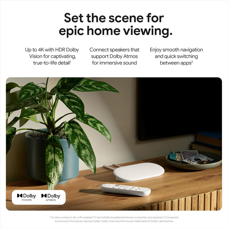 Google TV Streamer (4K) - Fast Streaming Entertainment With Voice Search Remote - Watch Movies, Shows, Live TV, and Netflix in 4K HDR - Smart Home Control - 32 GB Storage - Porcelain