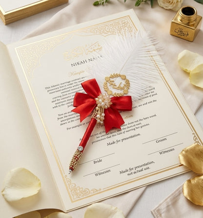 Large Luxury Handmade Nikah Signing Pen | Peacock Feather Wedding Keepsake Bridal Gift